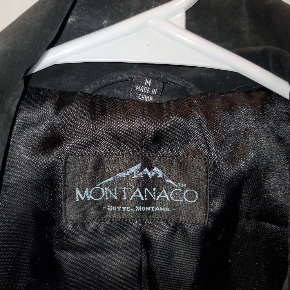 RARE Vintage Montanaco Genuine Suede Jacket | Purple Floral Embroidery M - Picture 4 of 7
